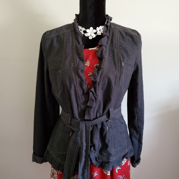 Cato Jackets & Blazers - Cato jacket, ruffle front dark denim color, size M